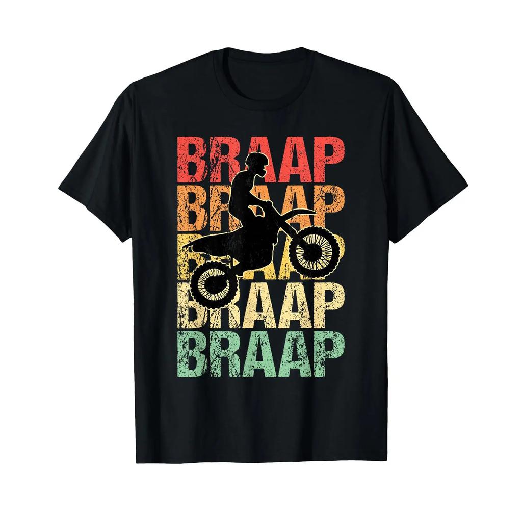 Braap Brap Motocross Vintage Cross T Shirt Vintage Stretched Slightly Casual Streetwear Unisex Stylish Versatile Soft