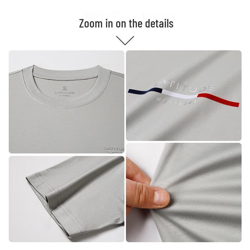 MONTAGUT Men's 100% Cotton Embroidered Crew Neck T-Shirt