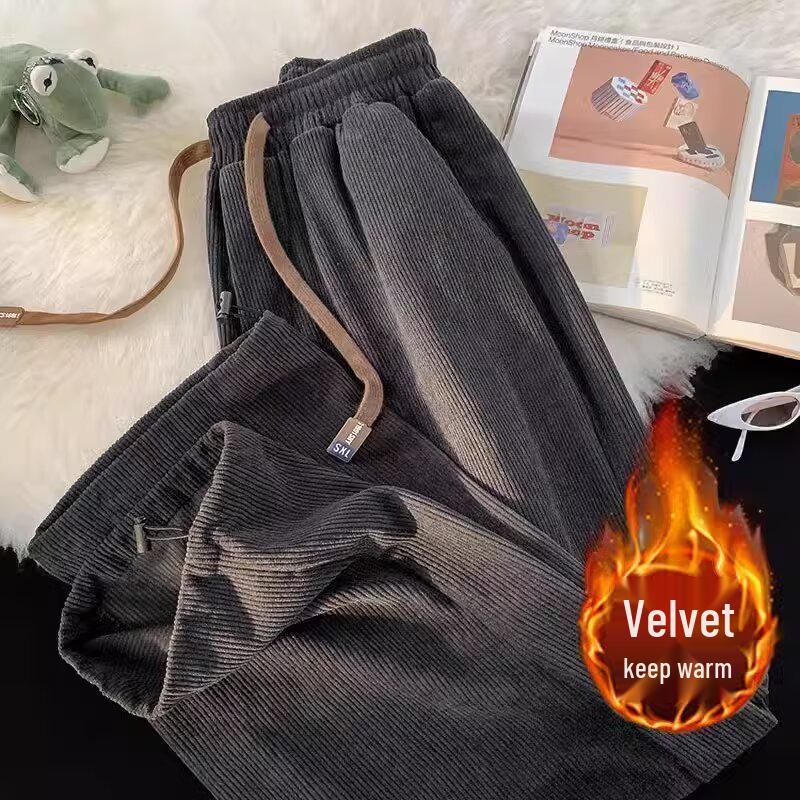 

Мужские зимние вельветовые свободные прямые широкие повседневные спортивные брюки M