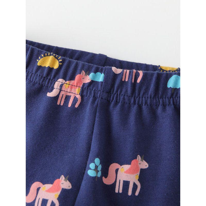 Spring and Autumn Thin Printed Leggings for Girls, Elastic Slim Fit, Slimming, Small Animal Pattern, Baby Elastic Waist Pants