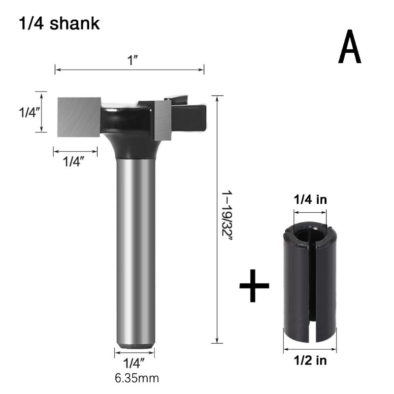 1/4 Schaft Holzbearbeitung Fräser T-förmiger Nutenfräser Bodenreinigungsmesser Nutfräser Verwendet zum Ziehen und Nuten