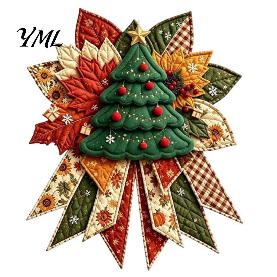 Pädagogische Bastelsets für die Schule Weihnachts-DIY Gesteppte Schleife Nähbastelset, Vorgeschnittene Patchwork Gemütliche Heimdeko Zubehör Set, Feiertür