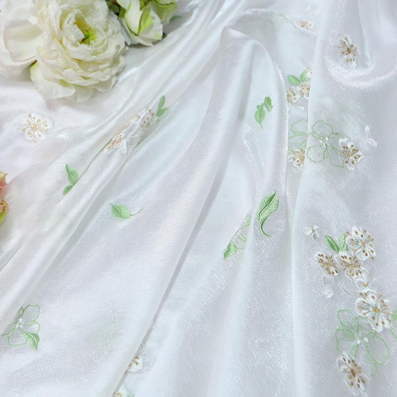1M Flower Embroidery Gradient Tulle Fabric Flowing Lace Chiffon Fabric For Diy Sewing Chinese Style Hanfu Shirts Stage Costume