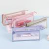 Double Layer Transparent 3D Mesh Pencil Case - Large Capacity Student Stationery Bag