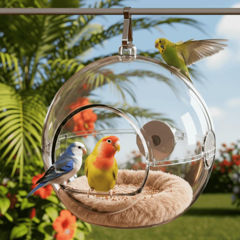 Spherical Transparent Bird Nest Hanging Bite Resistant Pigeon House Wear-resistant Thickened Squirrel Bed For Parrots Budgies