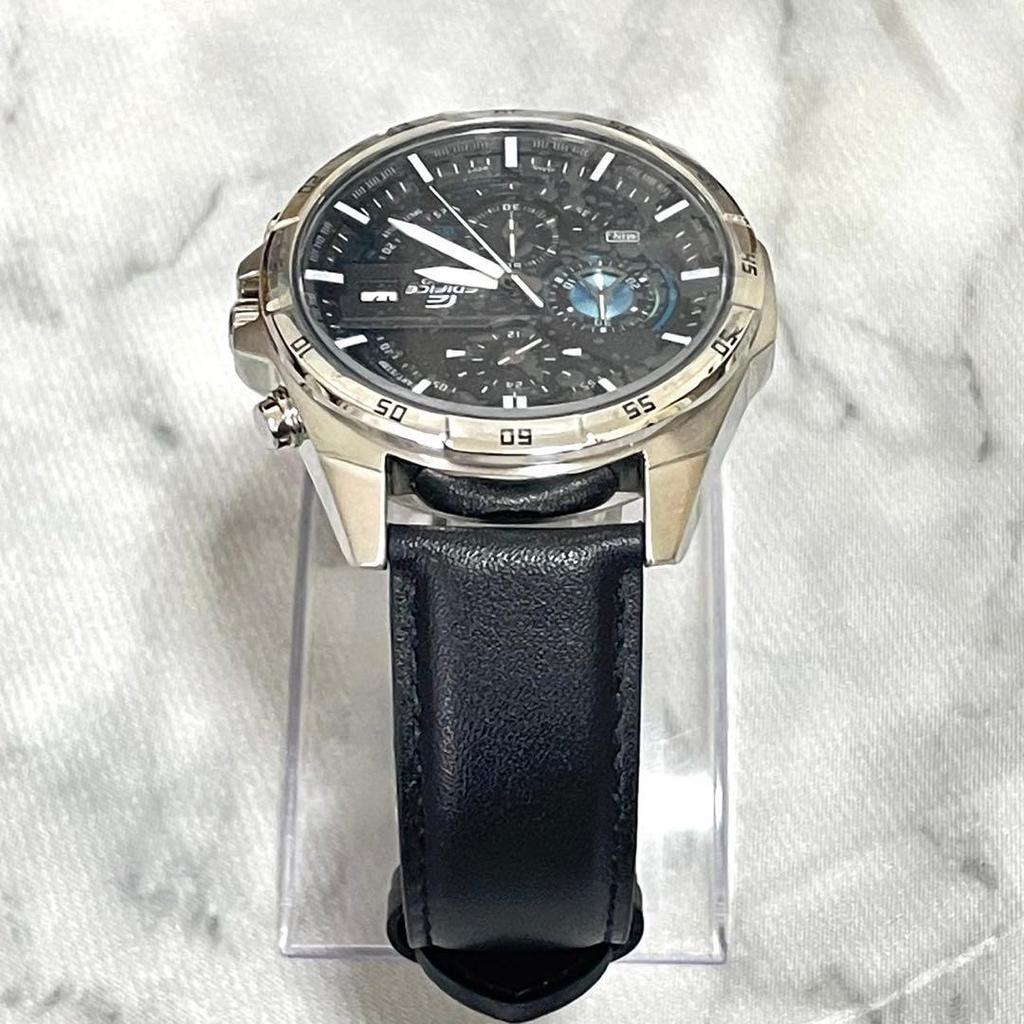 Used New CASIO EDIFICE Chronograph Watch Leather Strap