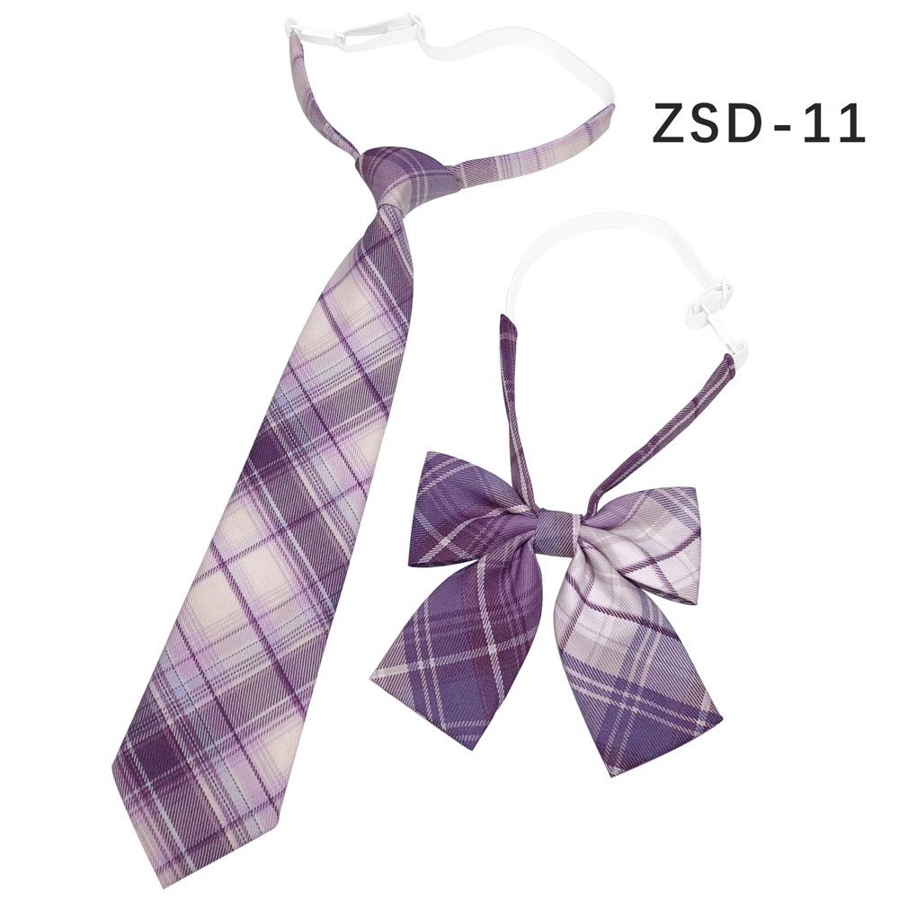 Unisex JK Collar Plaid Bowknot Flower Set - Polyester Cotton Student Uniform Accessory