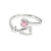 Qixi Festival Sweet Letter Love Pink Diamond Zir*****Pen Ring Niche Simple Stacking Temperament Fashion Ring
