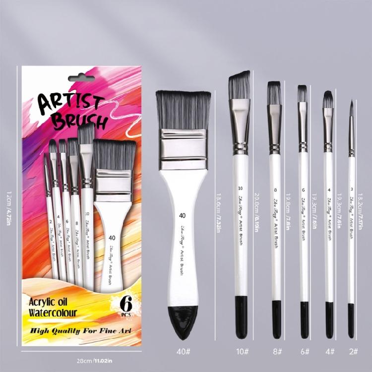 6 Pcs/Set Fine Tip Paint Brush Nylon Hair Painting Brush Artist Paint Brush Acrylic Paint Brush Drawing Supplies