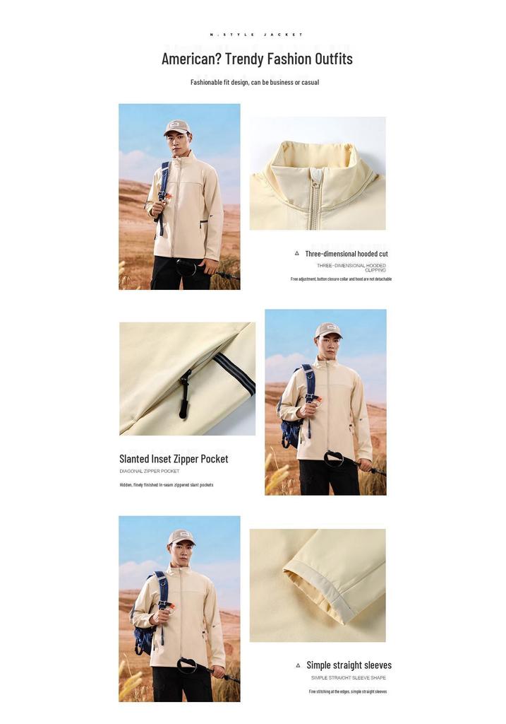 Windproof Waterproof Thickened Soft Shell Jacket for Hiking, Camping, and Mountaineering