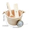 Sauna Accessories Set Includes Wood Bucket Long Handle Spoon Hourglasses Thermograph for Steam Room Bathroom Enduring