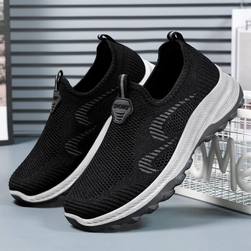 Couple walking shoes ****** new mesh shoes old ******* cloth shoes middle-aged and elderly father shoes s**t-soled breathable fly-woven shoes