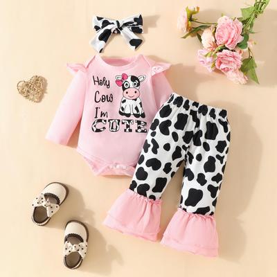 Baby Kuhfell-Body, Schlaghosen & Stirnband Set (0-1 Jahr)