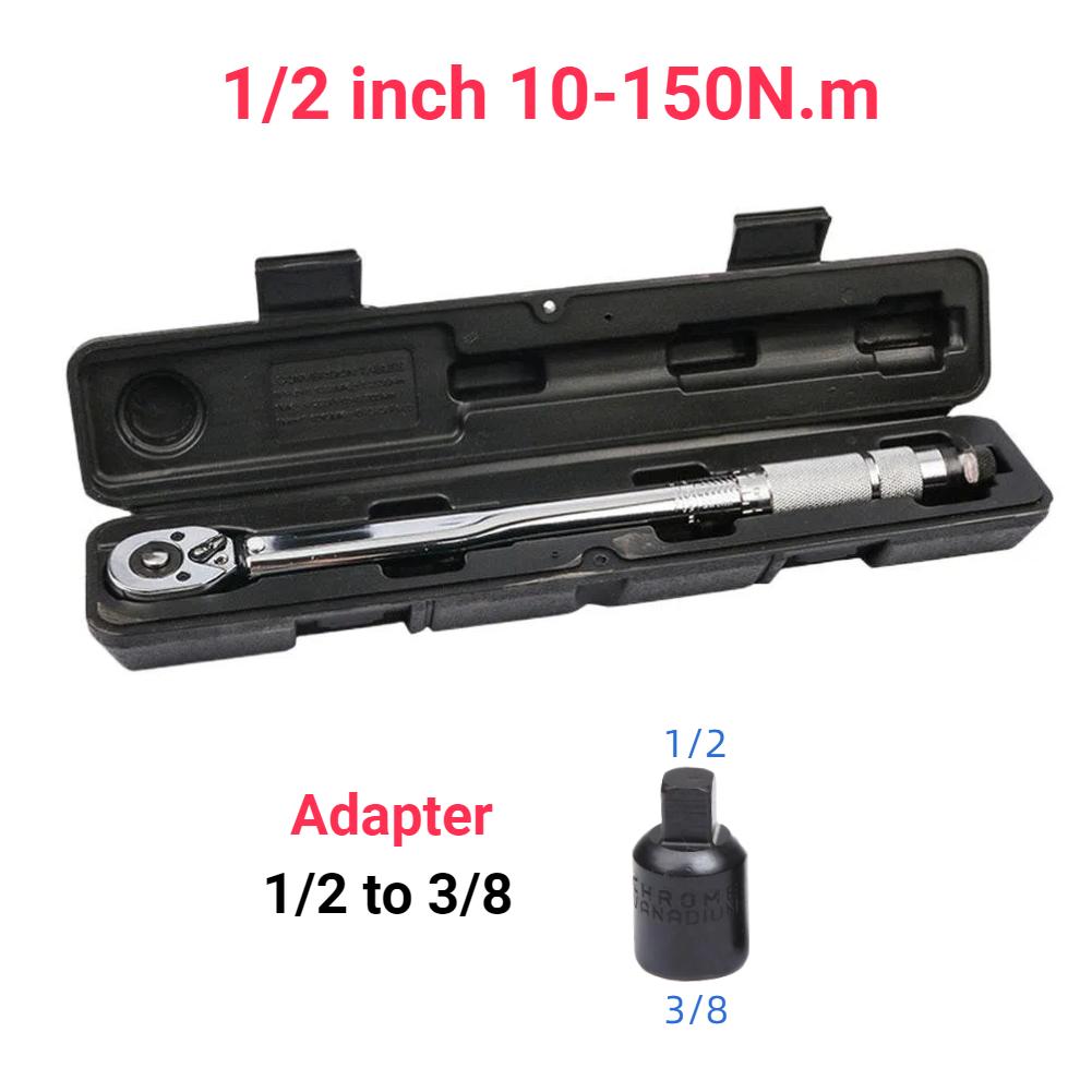 5-150N.m Torque Wrench 1/2 3/8 1/4 Inch Square Drive Precise Preset Reversible Ratchet Key Adjustable Torques Key Hand Tool