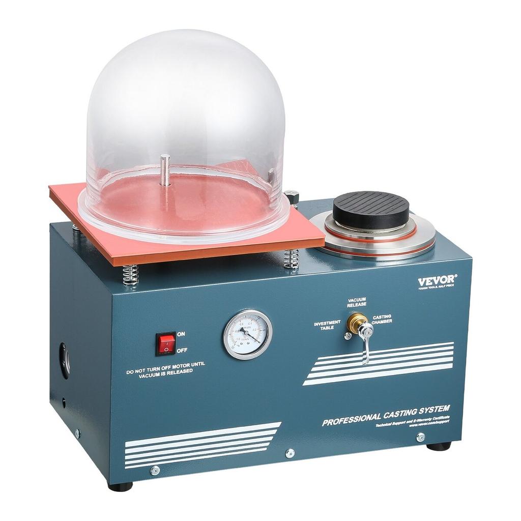 Vacuum Investing Casting Machine 290W Power 3CFM Pump Bell Jar for Jewelry