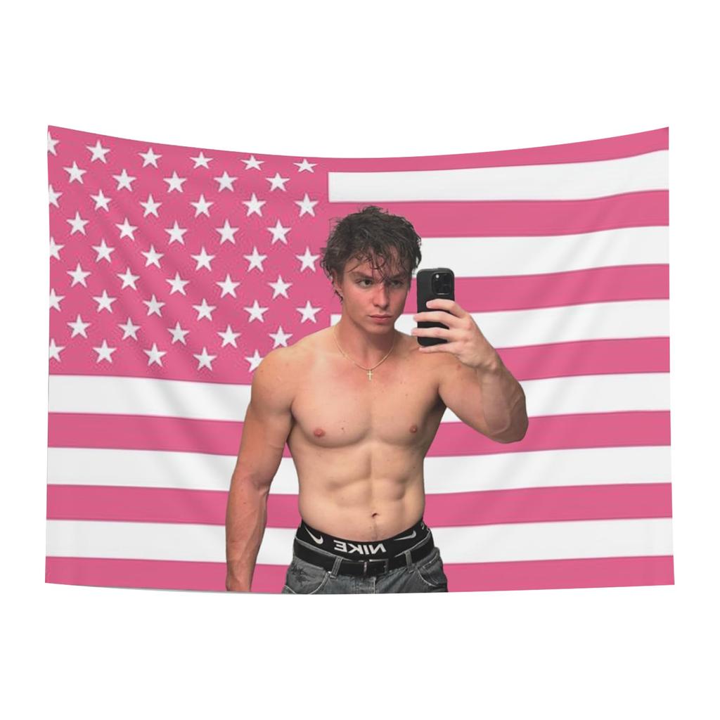 Gobelin z flagą amerykańską w kolorze różowym Prezent dla kobiety dla mężczyzny Kocha plakat z gobelinem ściennym Prezent