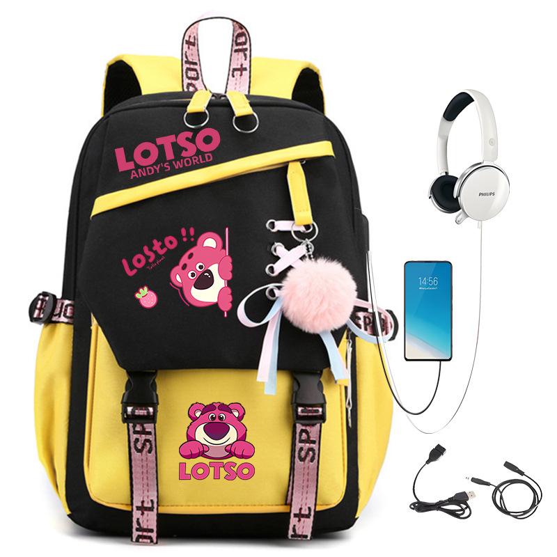 Sweet Strawberry Bear Children'S Backpack Lightweight Ridge Protection Large Capacity Primary And Secondary School Student Burden Reduction School Bag