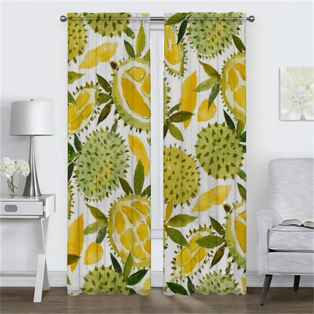 Akvarell Blommig Gardiner för Sovrumsfönster Gardin för Rum 2 Panel Skärmar Heminredningsgardiner Avdelare Vardagsrum Kök