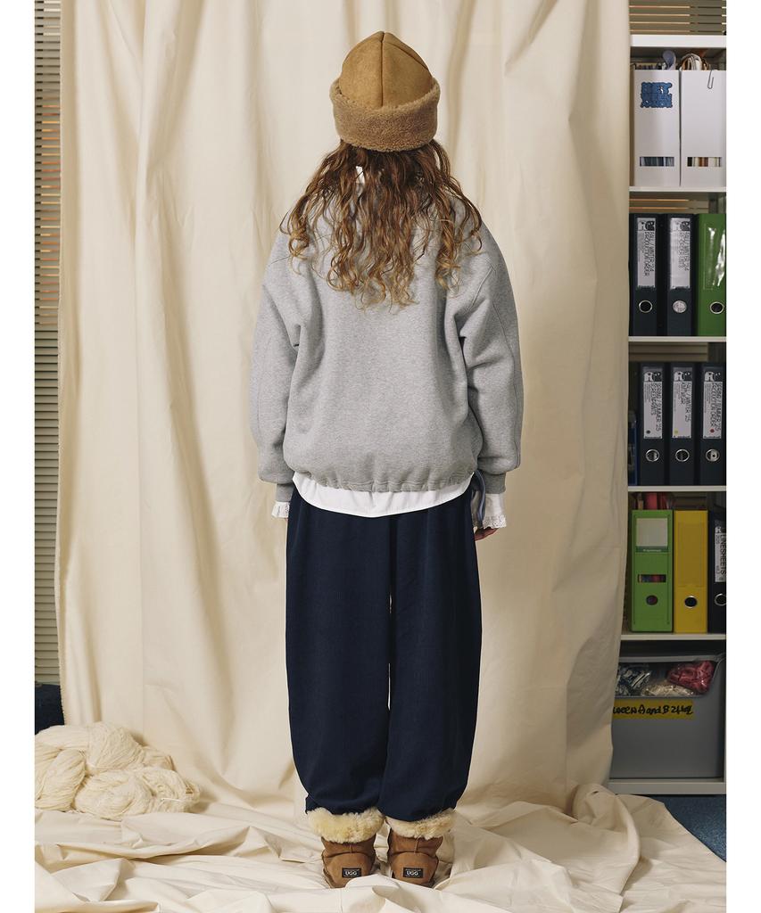 BETWEEN A AND B Raglan String Brushed Sweatshirt [Melange Gray]