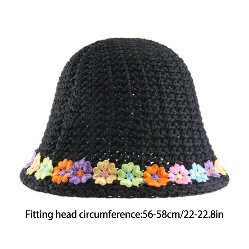 Women Sun Hat Straw Panama Hat Straw Handmade Flower British Style Straw Beach Hat Panama Hat Photo Props