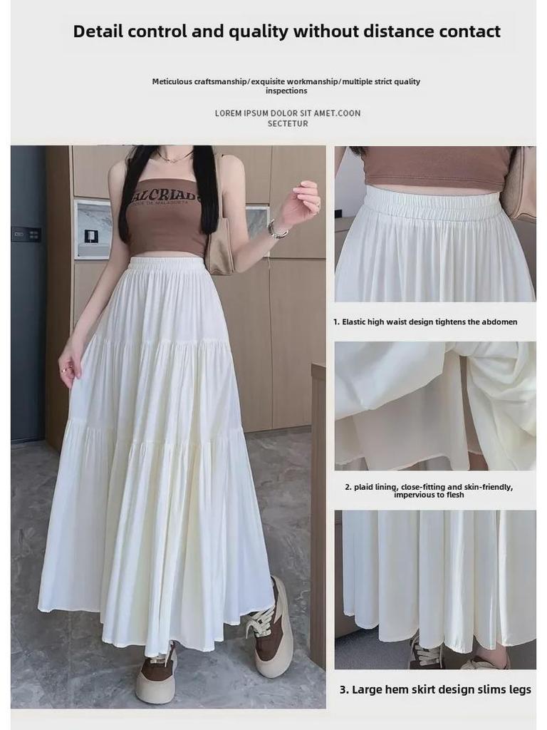 Damen Sanfter Französischer Stil A-Linie Weiß Langer Rock - Frühling/Sommer 2024