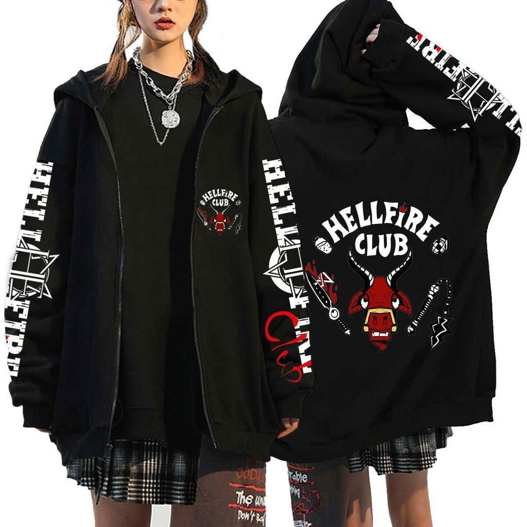 New Anime Hellfire Club Zipper Hoodie Man Woman Harajuku Long Sleeve Pullover Tops Sweatshirt Gift