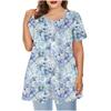 Ladies Round Neck Printed  Short Sleeve Top Loose Casual Short Sleeved Plus Size Tops