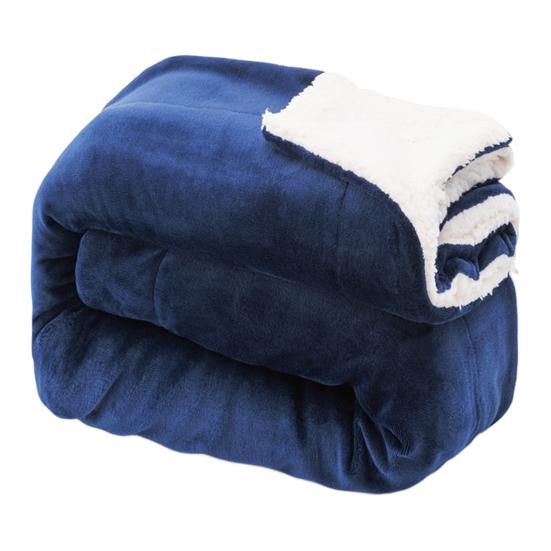 Flannel Blanket Thickened Double Layer Comfortable Touch Blanket Elastic Edge Winter Warm Plush Sofa Throw Blanket