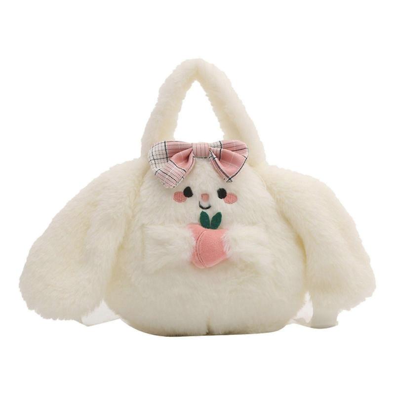 Plush Crossbody Bag Plush Bag for Women Girl Comfortable Casual Shoulder Bag White