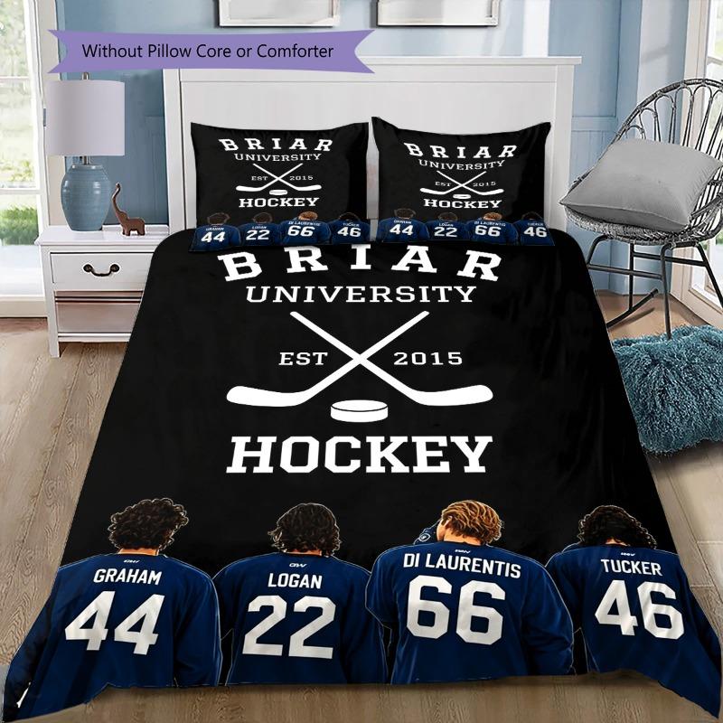 Briar University Hockey Team Back Jersey Print 3 Pieces Duvet Cover Set Sports Romance Bedding Bedroom Home Decor Without Pillow Core