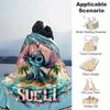 1ks deka s potiskem Stitch - Měkká, celoroční přehoz do obývacího pokoje, ložnice, personalizovaný dárek s roztomilým kresleným designem