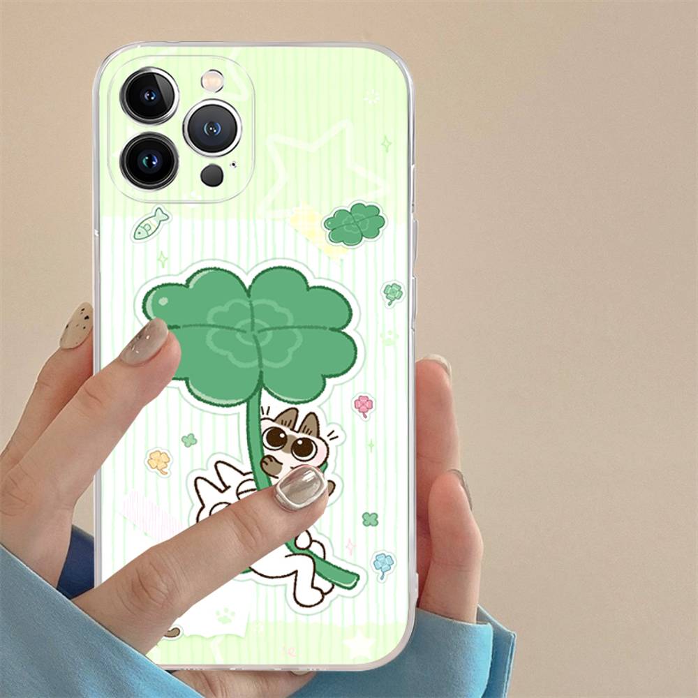 Cartoon Siamese Cat Couple TPU Silicone Case for IPhone 11 12 13 14 15 16 17 Pro Max Shockproof Clear Back Cover