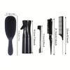 5/7pcs Hair Care Kit Tangled Hollow Out Comb with Rat Tail Edge Control Brush Spray Bottle Soft Satin Sleeping Cap Styling Tools