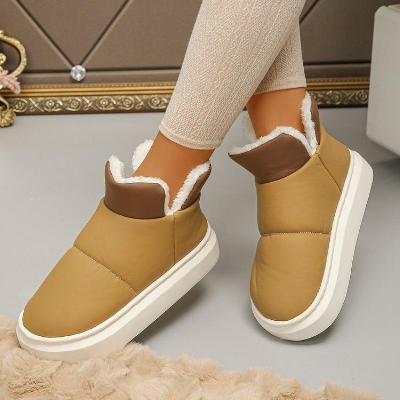 Winter New Velvet Warm Middle Cotton Shoes Comfortable Versatile Bread Shoes One Pedal Large Size Snow Boots Women