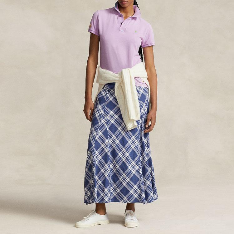 Polo Ralph Lauren Solid Slim Fit Cotton Pique Polo Shirt Women tops Pink WMPOKNINCU20749-500