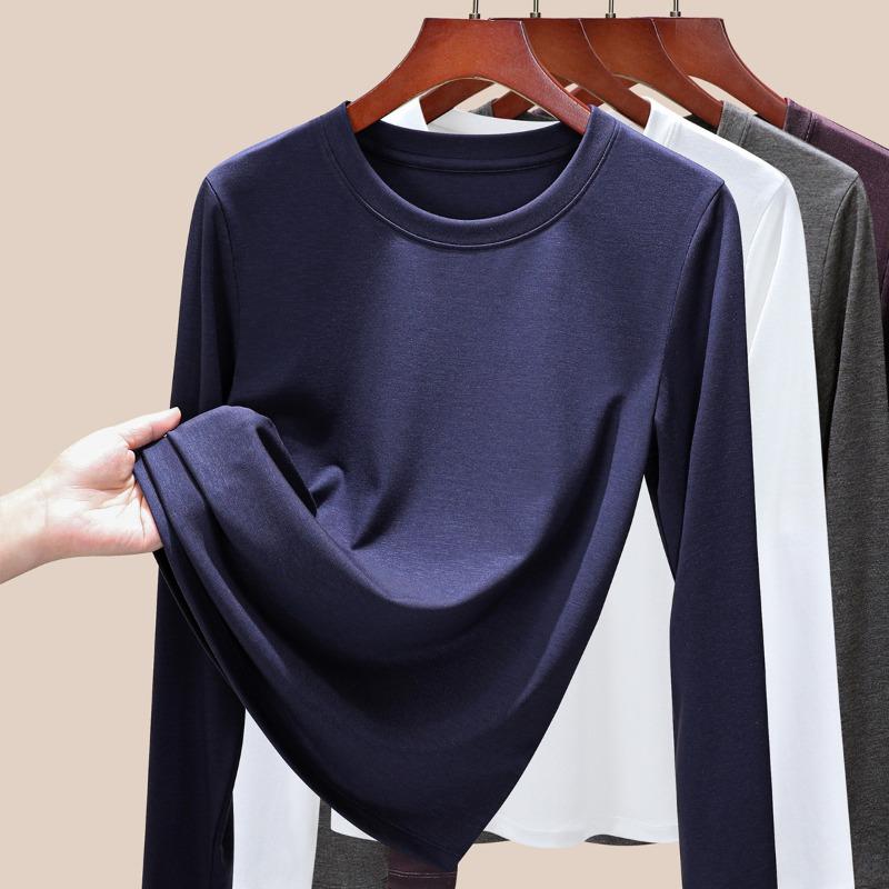 Crew neck Tencel sunscreen blouse long sleeve shirt women's thin lyocell mask top new bottoming shirt