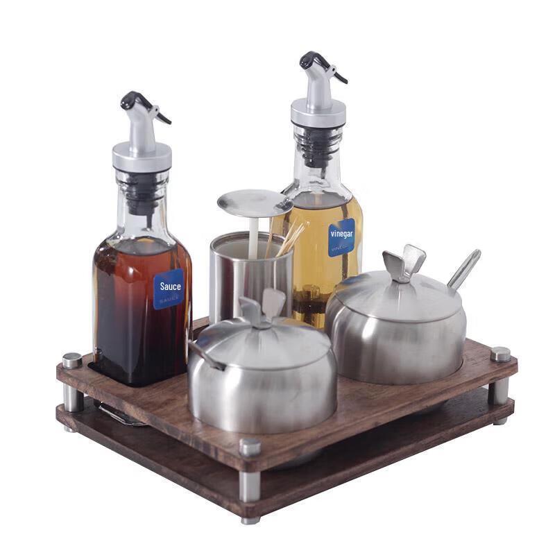 ZLIII Tabletop Condiment Set with Solid Wood Base