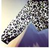 Women's Leopard Print Long-sleeved Sweatshirt Spring and Autumn Hooded Loose and Thin Drawstring Waist Top
