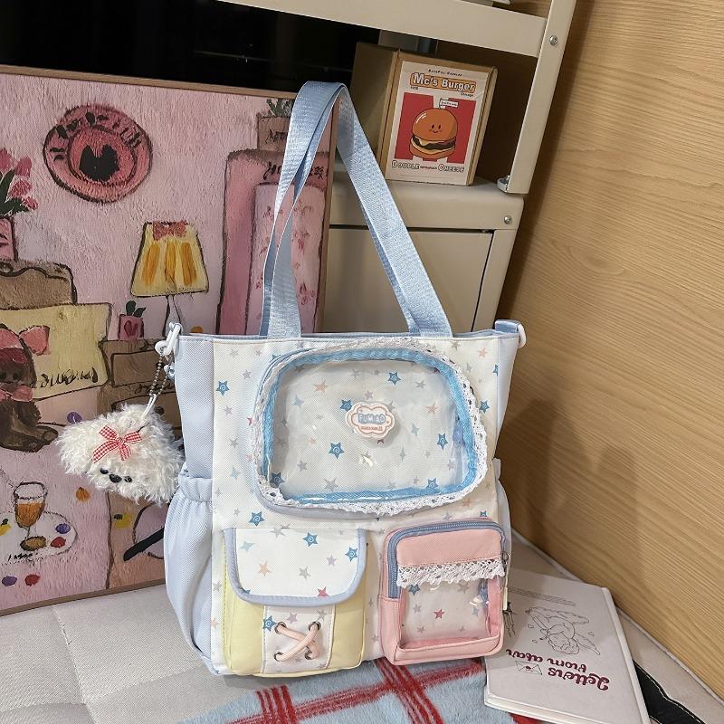 Spring new color contrasting two-piece backpack for primary and secondary school students, high-value dopamine make-up bag for high school students