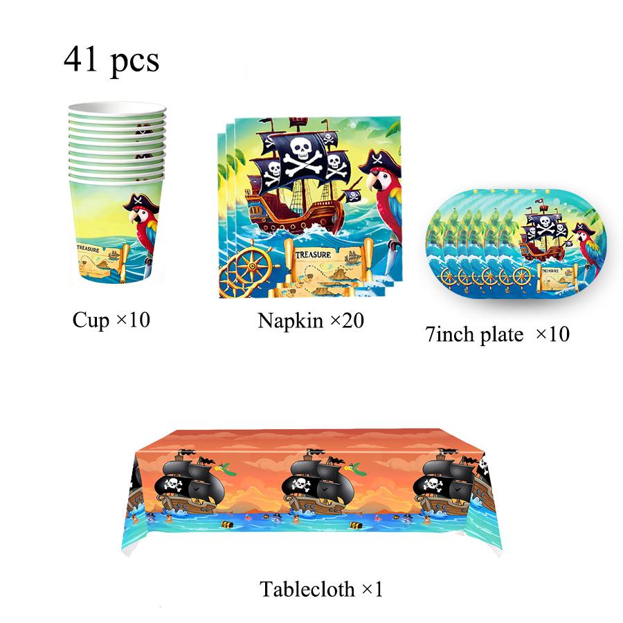 Pirate Theme Birthday Party Decorations Tableware Tablecloth Paper Plates Party Favor Gifts Supplies Souvenirs Baby Shower