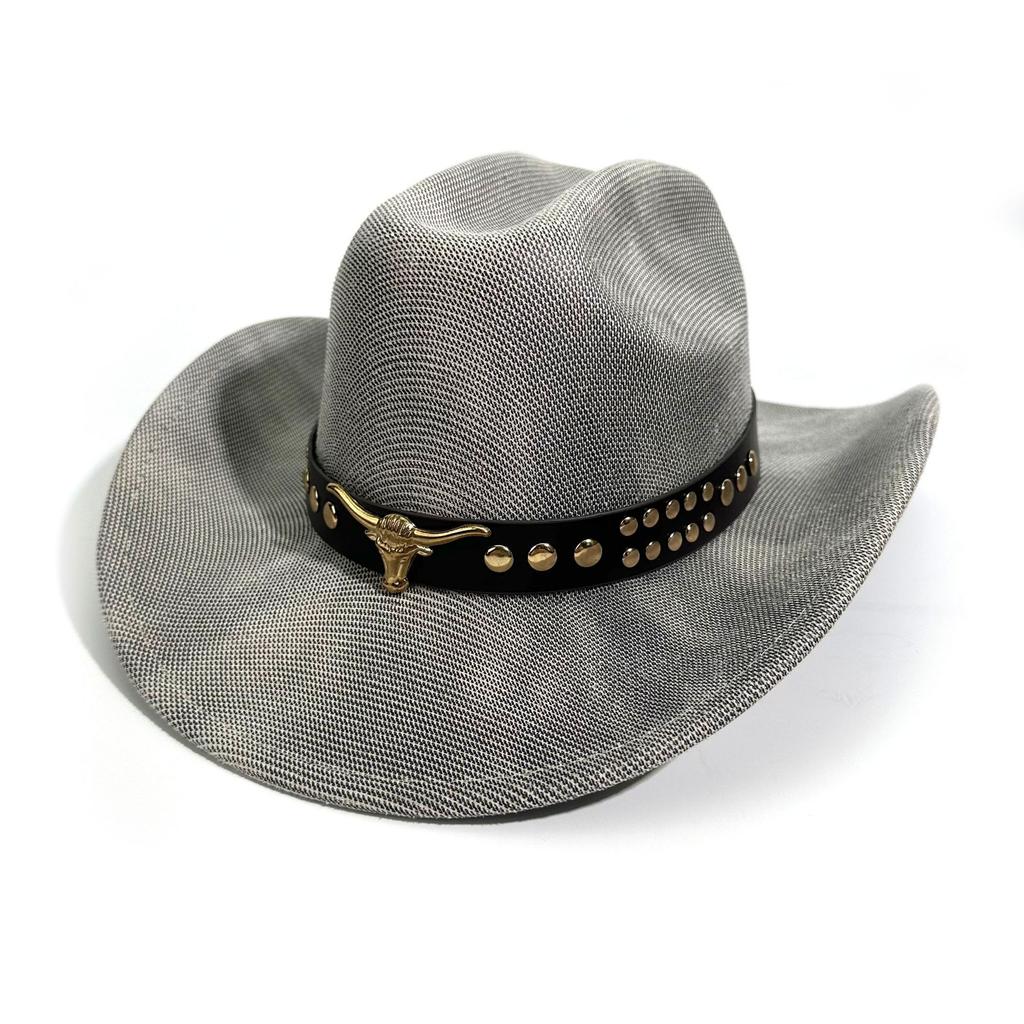 Western Cowboy Hat Men And Women Ethnic Style Jazz Hat Cow Head Belt Accessories Top Hat