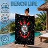 Sportverein Fußballwappen Bedrucktes Mikrofaser-Strandtuch, Weich und Saugfähig, Schnelltrocknend, Ideal für Sommerreisen, Strand-Essential, Schwimmbad