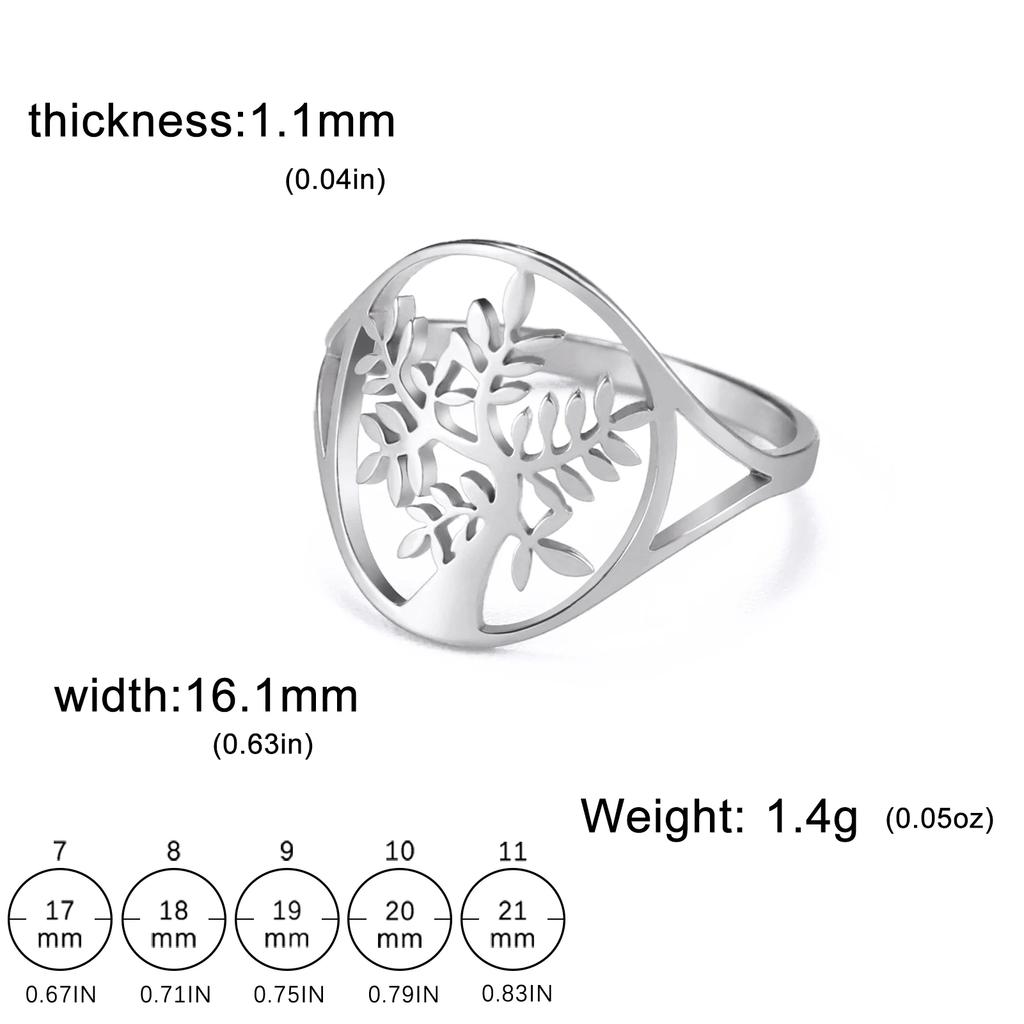 Stainless Steel Tree of Life Ring for Women Vintage Amulet Finger Rings Jewelry Mother's Day Gift