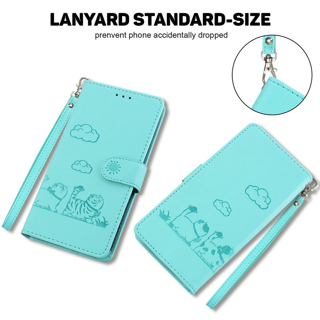 For Xiaomi Redmi A5 4G (171.7mm)/Poco C71 4G-deksel RFID-blokkerende kattungemønster TPU+PU-lær telefondeksel med håndleddsstropp