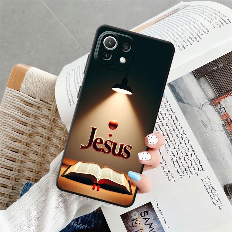 Case for Xiaomi Mi 11 12 13 Lite 12X 13 14 15 Pro 10T 11T 12T Pro Black Soft Phone Cover The Cross Jesus Pattern