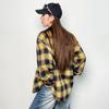 Women's Retro Plaid Brushed Cotton Shirt Jacket with Lapel - Long Sleeve, Spring