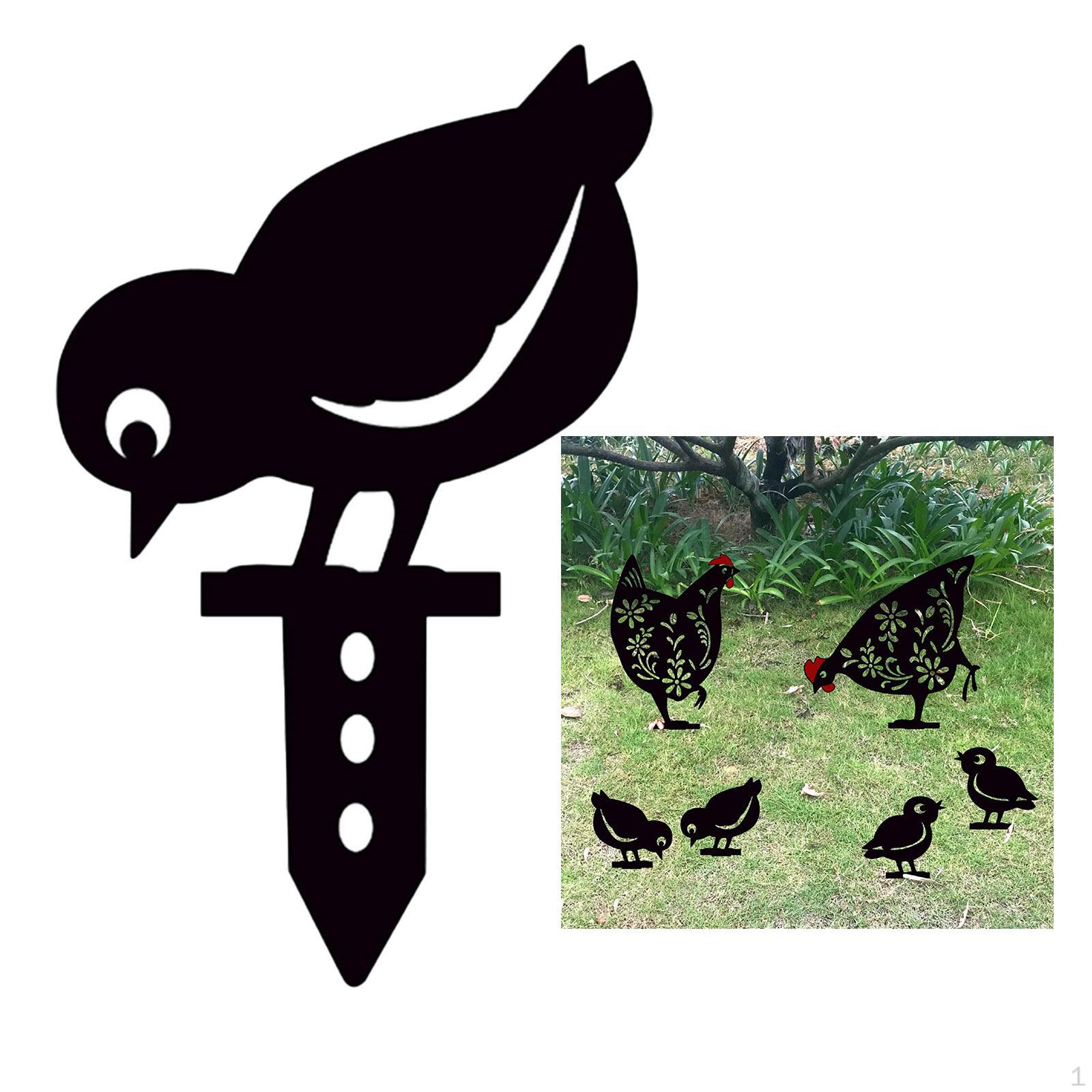 

Chicken Silhouette Stakes for Yard Outdoor Garden Statue Decoration, Chick Shadow Style 2