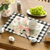1PC Easter Placemats Buffalo Plaid, Bunny Ear Foot, Flower,Seasonal Table Mats for Party, Kitchen, Dining Decor