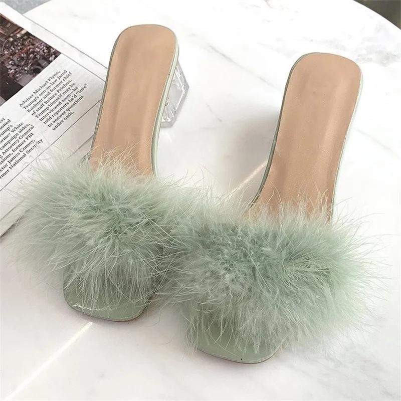 Women Slippers Summer 2021 New Fashion Stiletto Sandals Open Toe High Heel Zapatillas Mujer Casa Sapatos Femininos