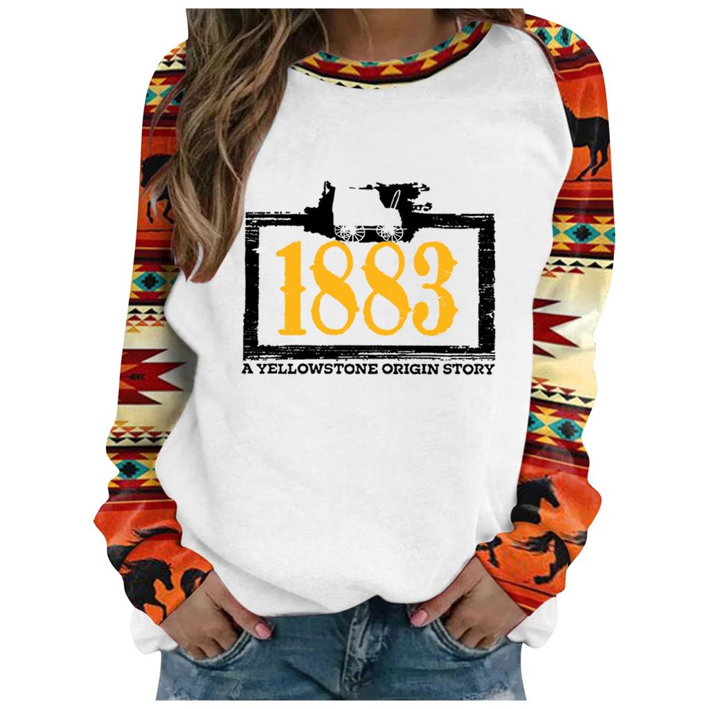 Women's YellowStone 1883 Printed Stand Up Collar Long Sleeve Sweater
